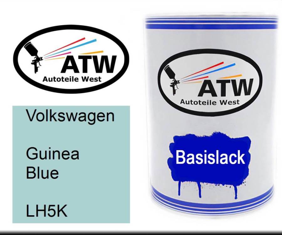 Volkswagen, Guinea Blue, LH5K: 500ml Lackdose, von ATW Autoteile West.